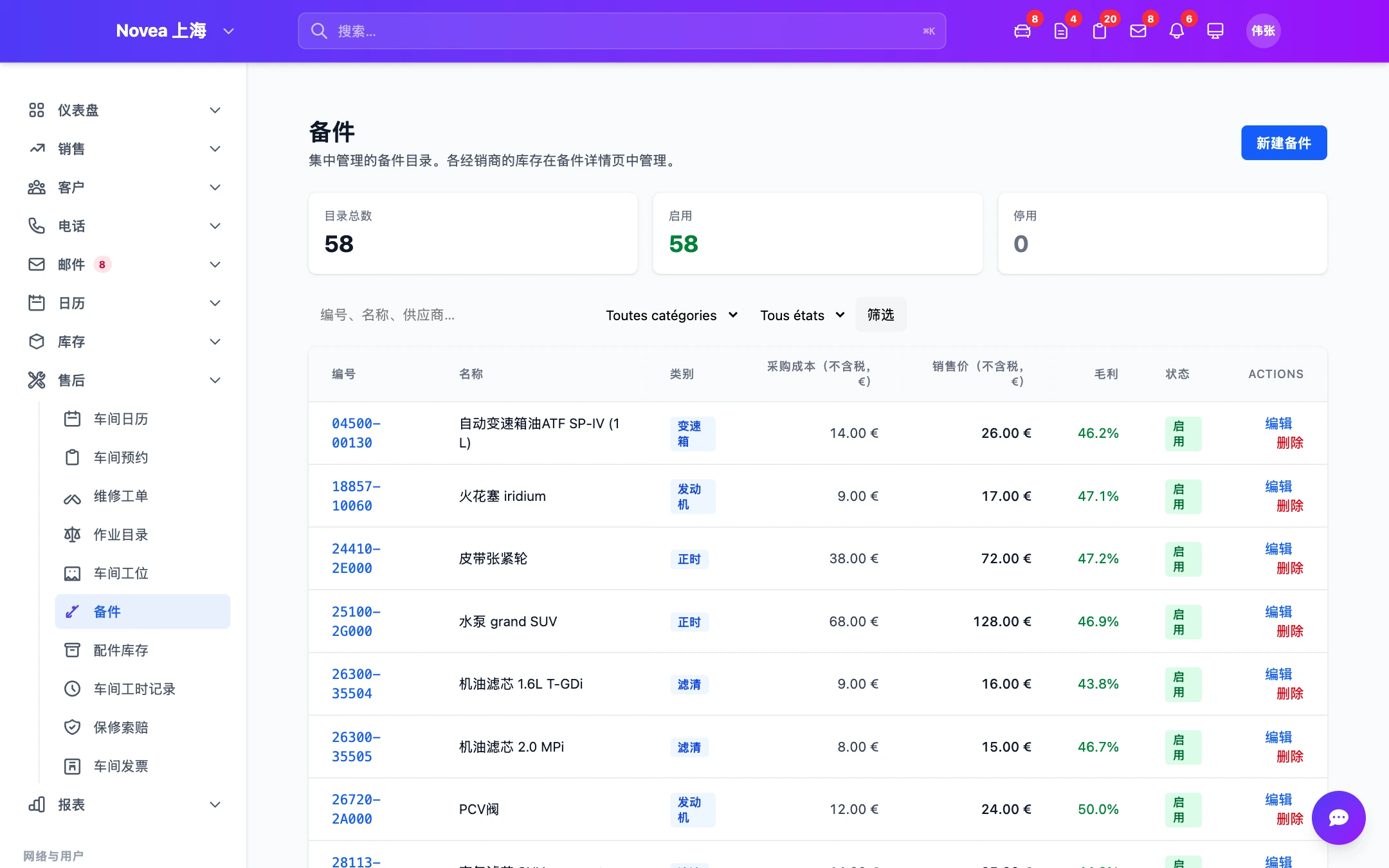 排程时的零配件可用性。