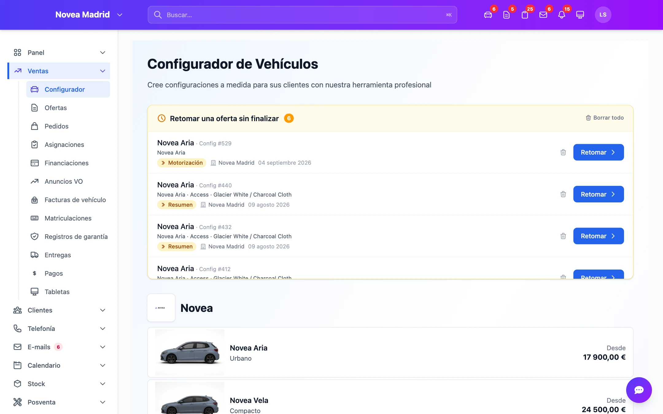 Configurador de vehículos