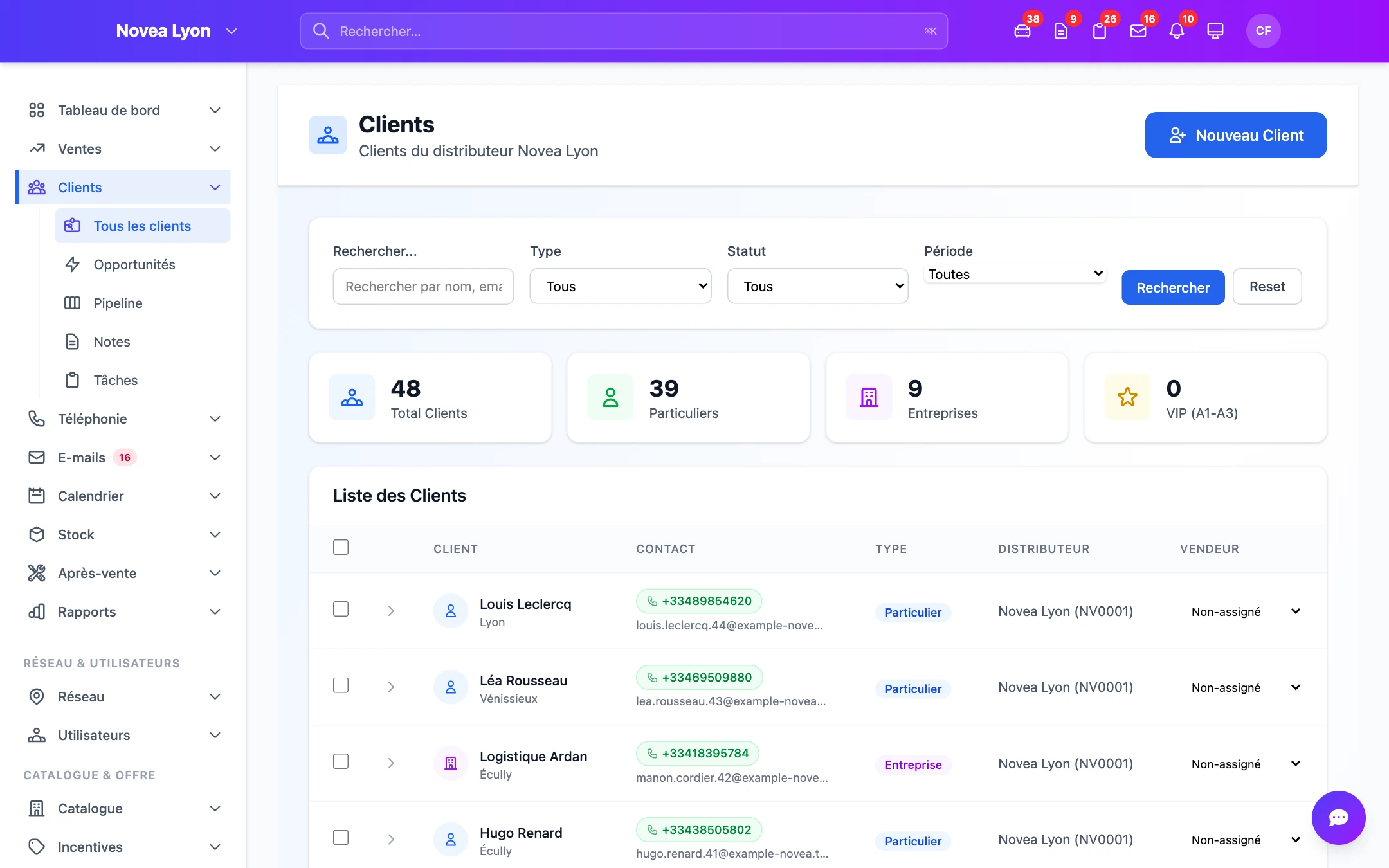Fiche client 360°
