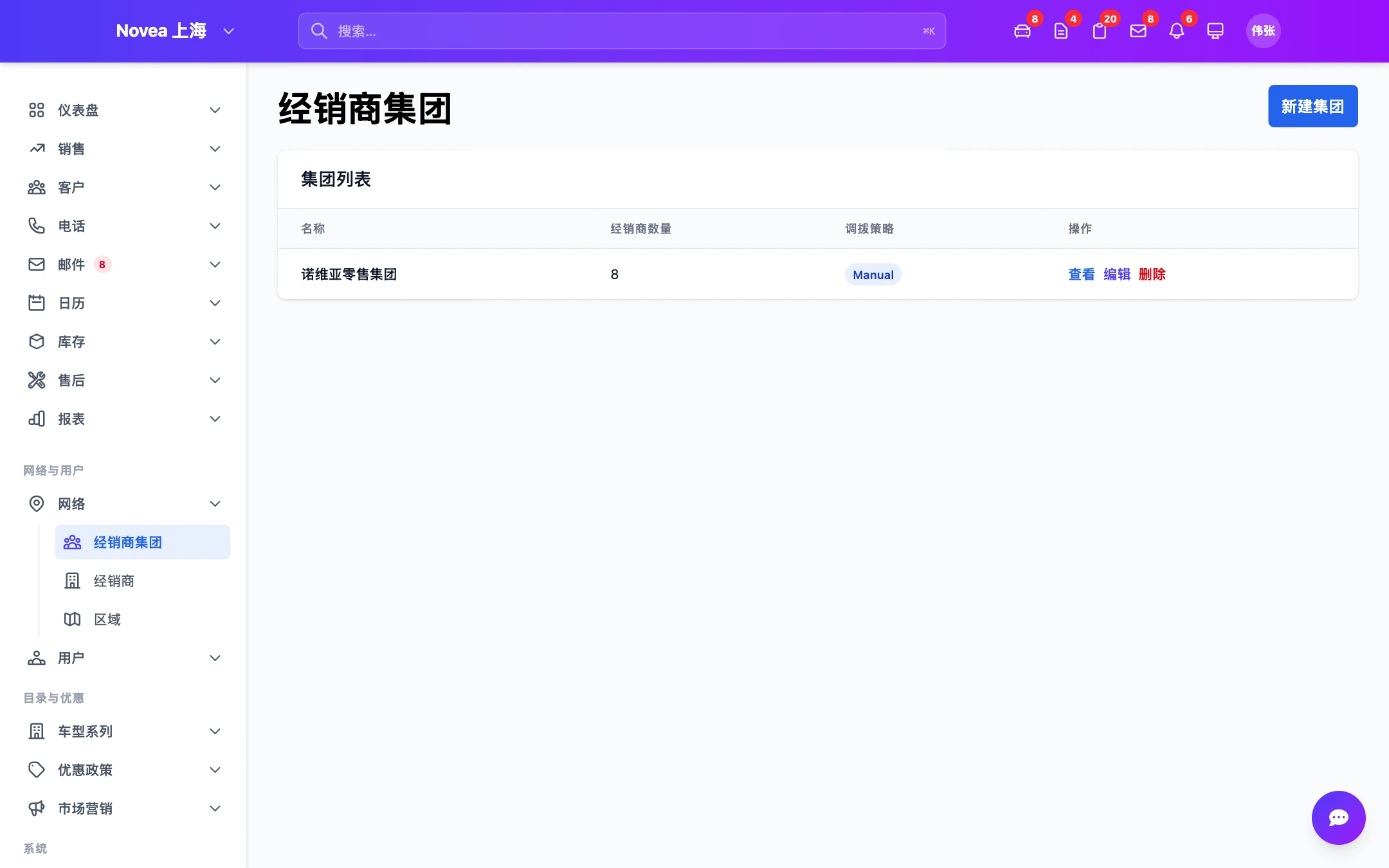 经销商集团及其站点。