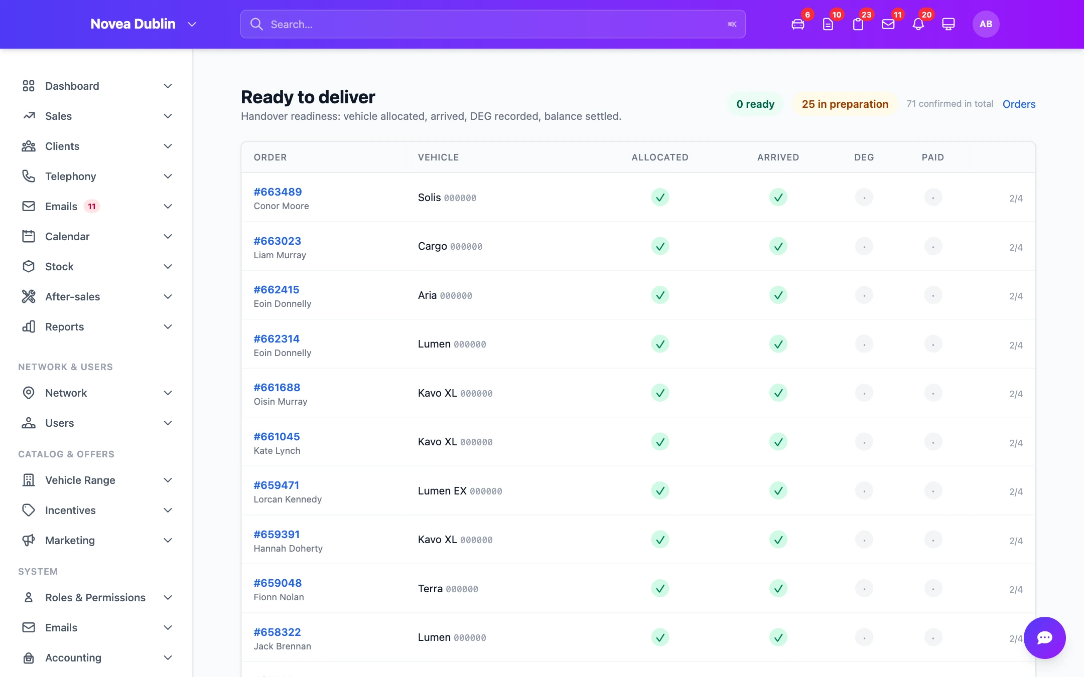 Order tracking