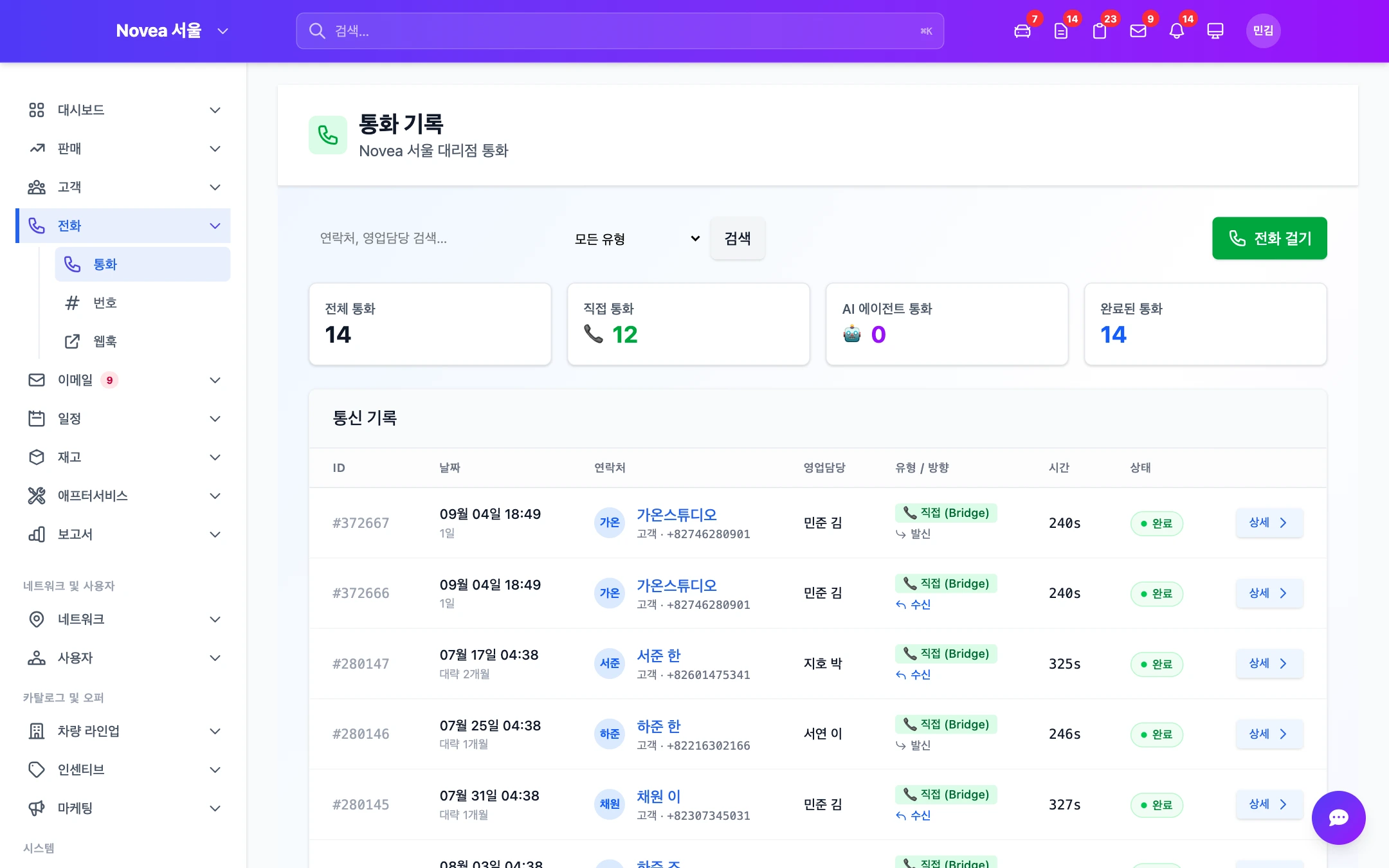 통합 전화