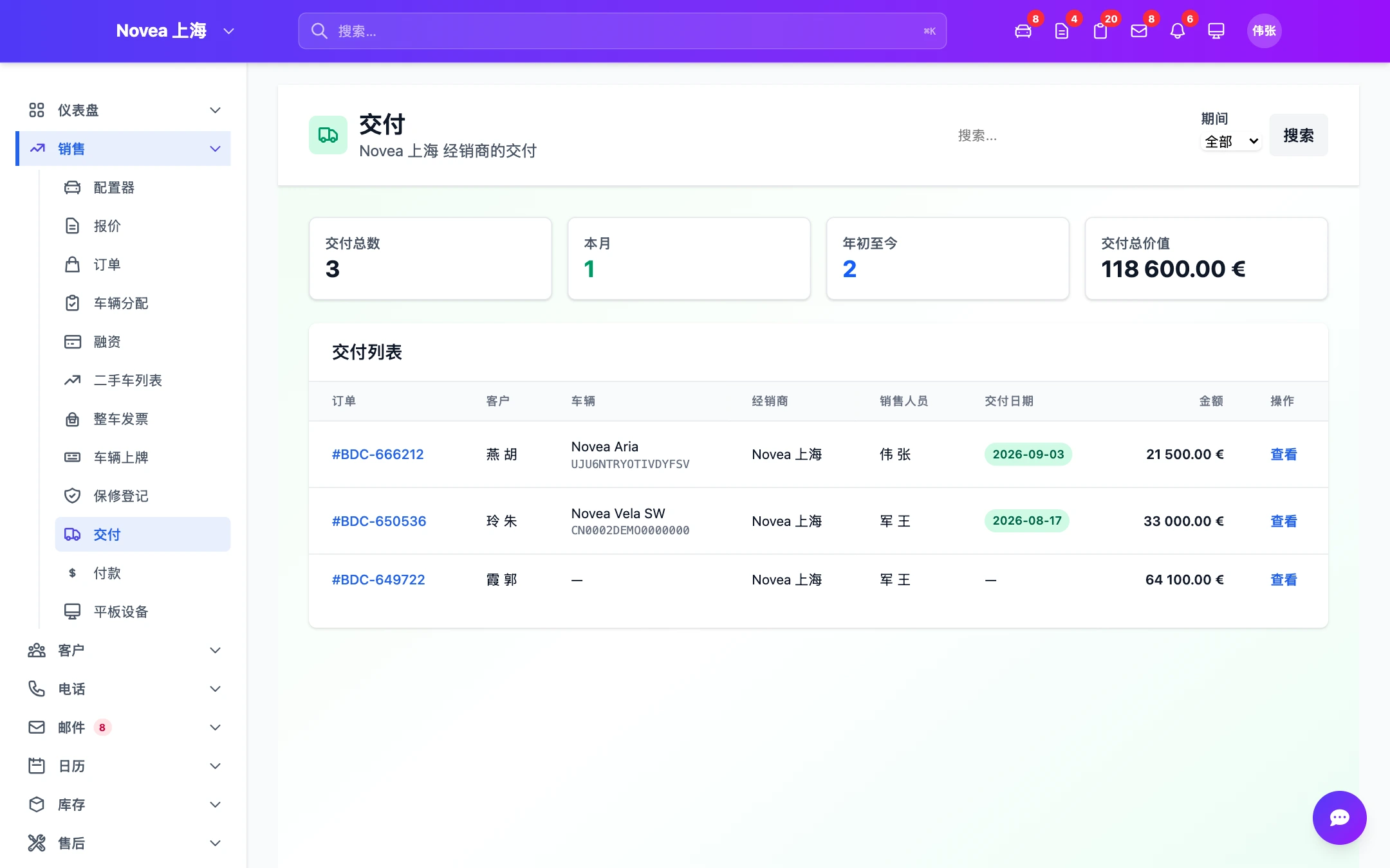 随之而来的交付。